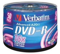 Verbatimin DVD-R 16X -levyjä 50 kappaletta spindle-kotelossa